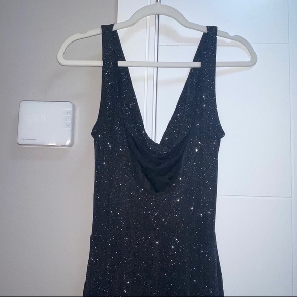 Black sparkly long side split maxi dress - Picture 6 of 10